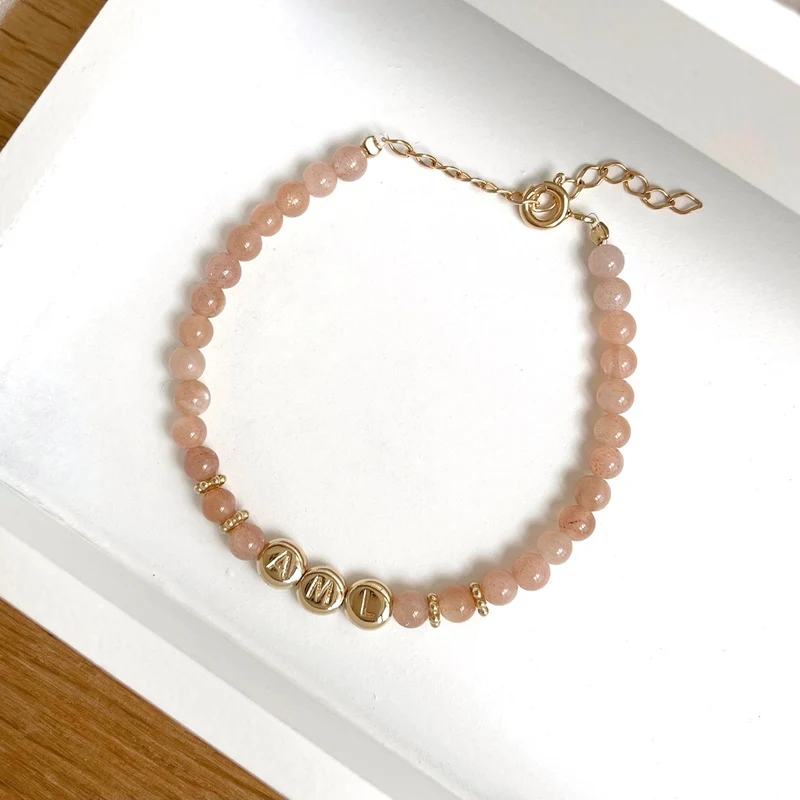 Bracelet "Galia" Pierre de soleil plaqué or