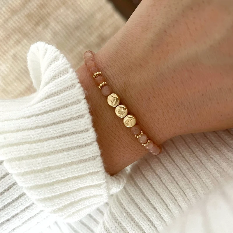Bracelet "Galia" Pierre de soleil plaqué or