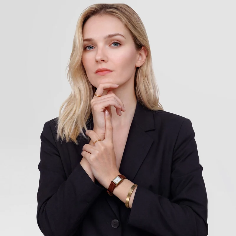 Daniel Wellington Bound Mini Marron Clair Lizard Montre Femme DW00100905