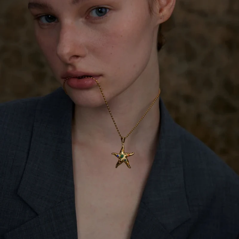 Collier Étoile de Mer Strass Couleur