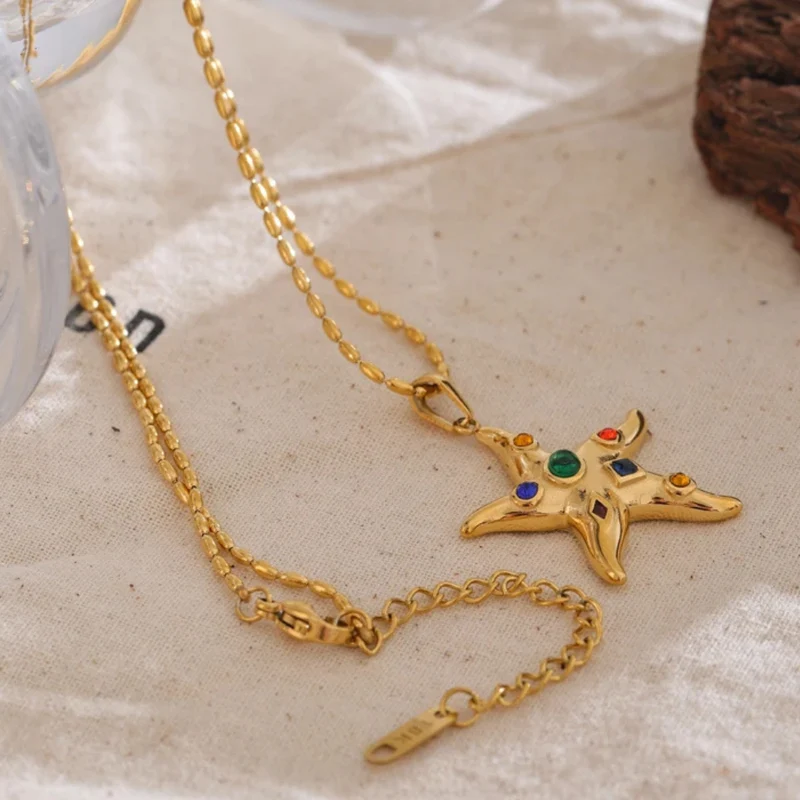 Collier Étoile de Mer Strass Couleur