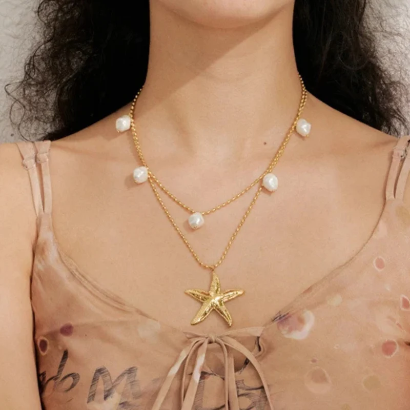 Collier Double Chaîne Étoile de Mer