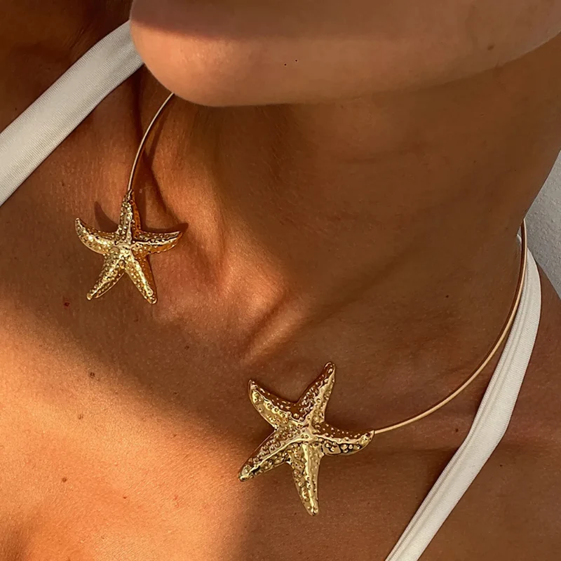 Collier Rigide Double Étoile de Mer