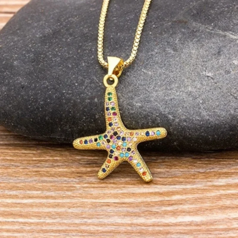 Collier Étoile de Mer Cristaux Couleur