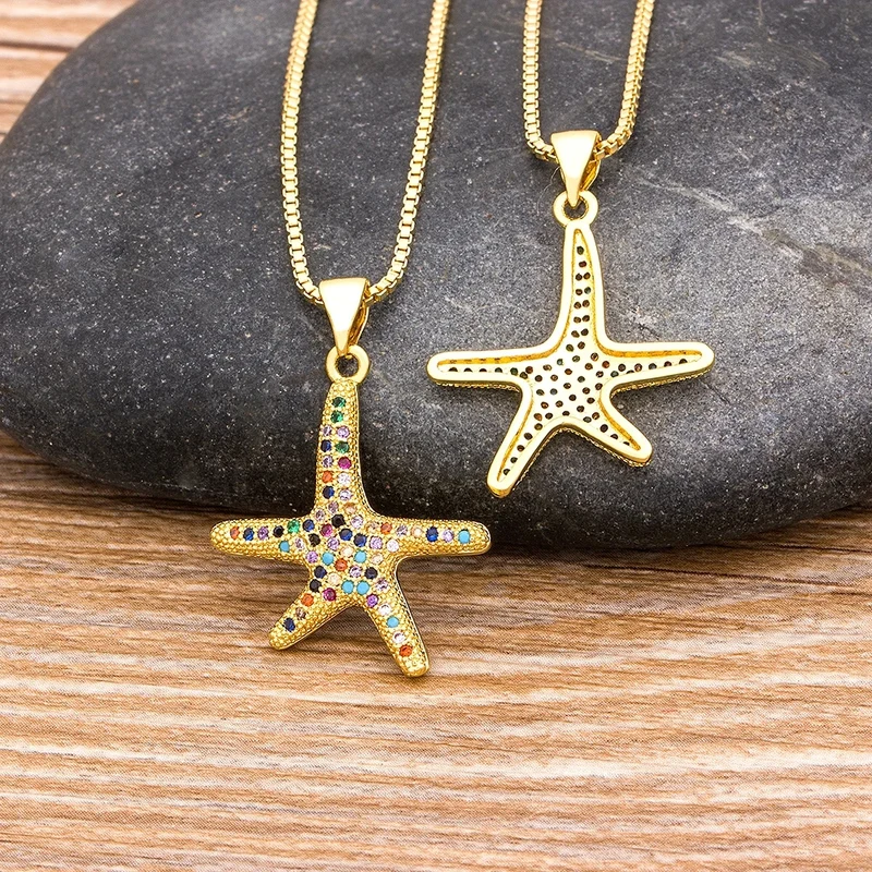Collier Étoile de Mer Cristaux Couleur