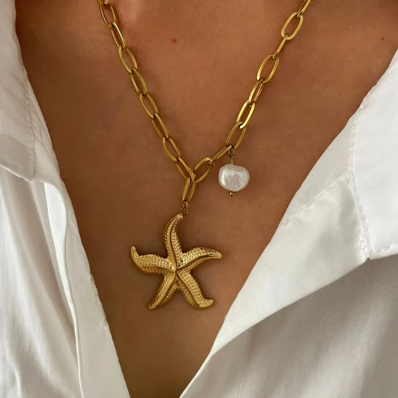 Collier Étoile de Mer Perle Eau Douce