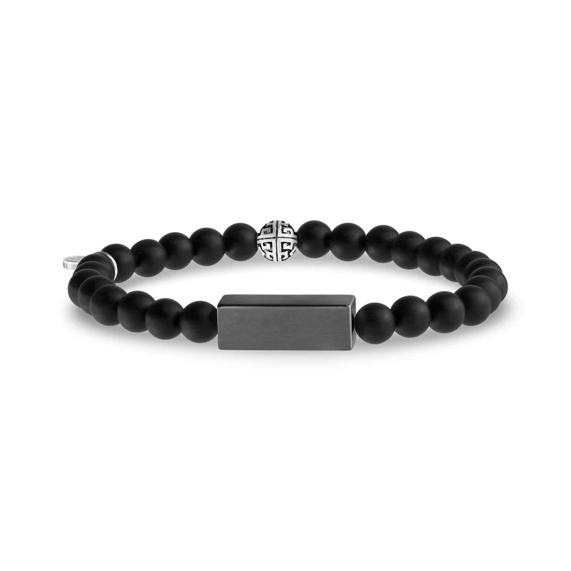 Bracelet de perles rectangulaires 6mm noir mat