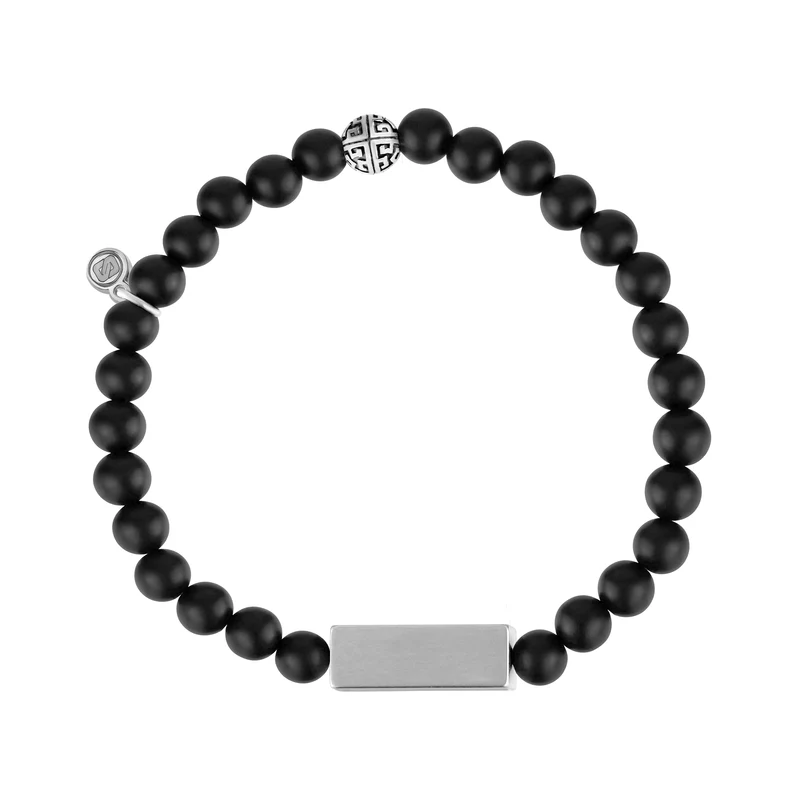 Bracelet de perles rectangulaires 6mm noir mat