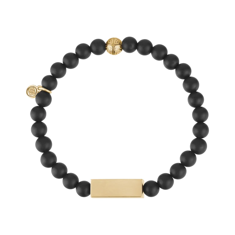 Bracelet de perles rectangulaires 6mm noir mat