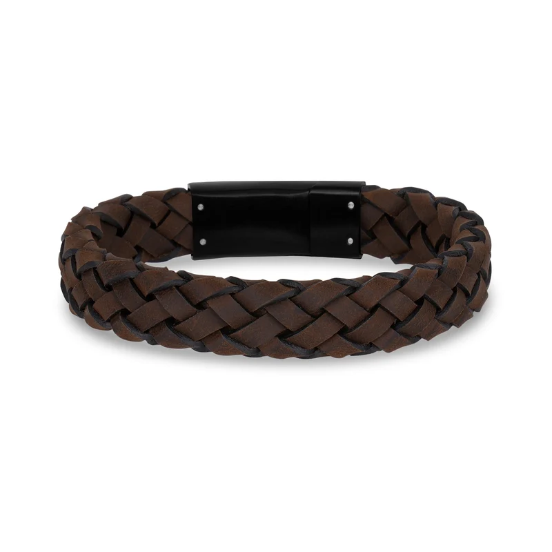 Bracelet en cuir brun de 12 mm