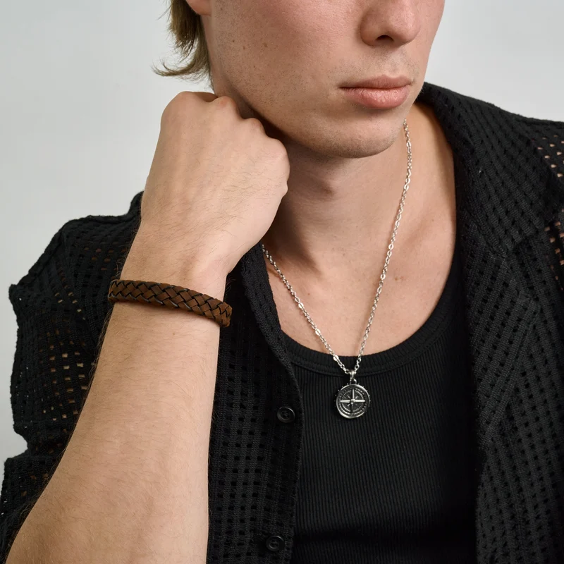 Bracelet en cuir brun de 12 mm