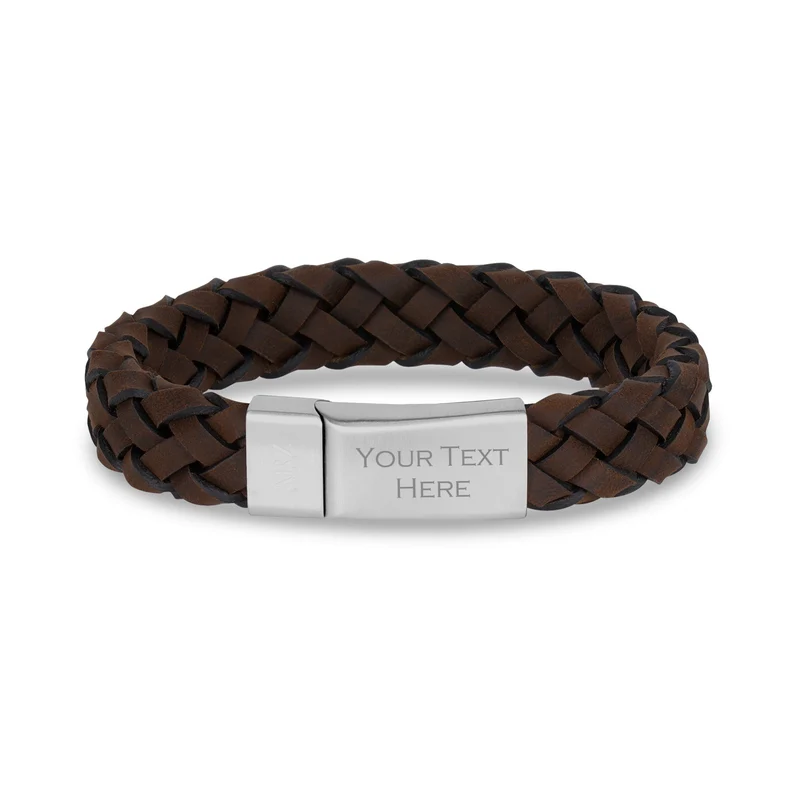 Bracelet en cuir brun de 12 mm