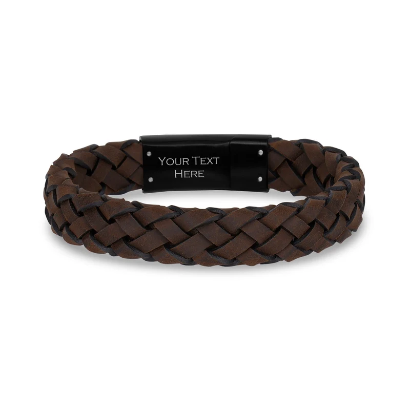 Bracelet en cuir brun de 12 mm