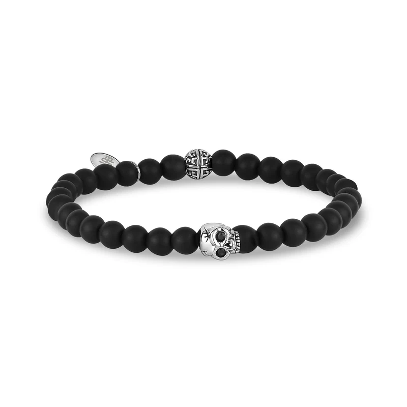 Bracelet de perles extensibles tête de mort 6 mm