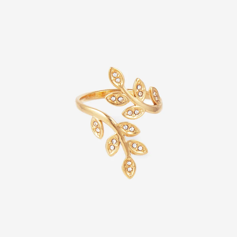 Bague Feuille strass