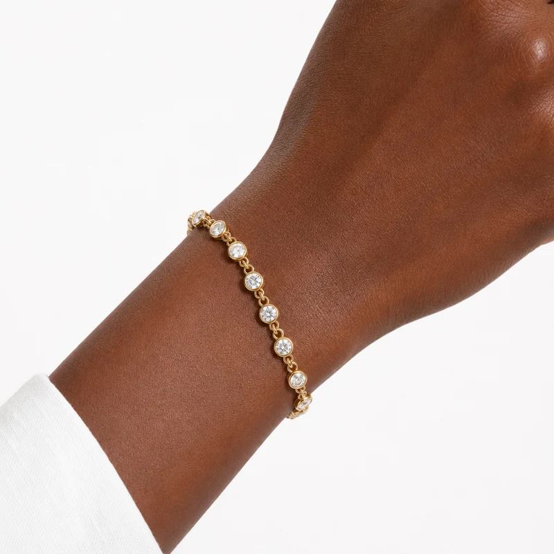 Bracelet en strass et chaîne