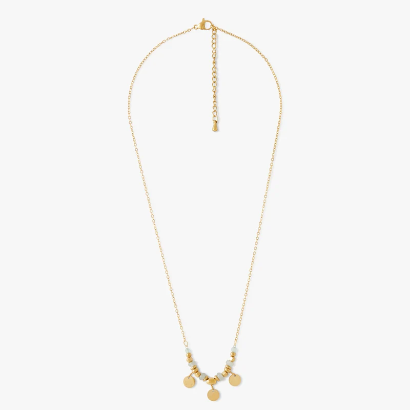 Collier disques et perles Acier