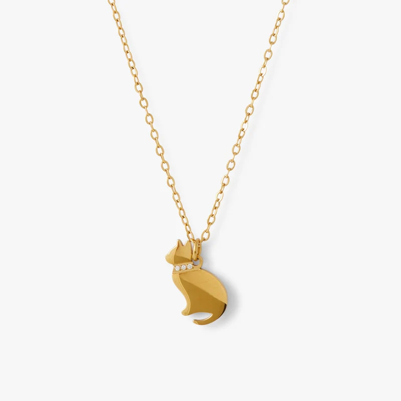 Collier pendentif chat Acier