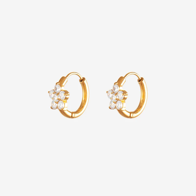 Boucles d'oreilles mini strass Fleur