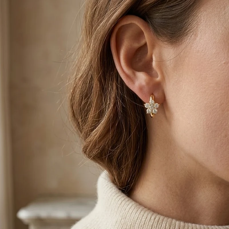 Boucles d'oreilles mini strass Fleur