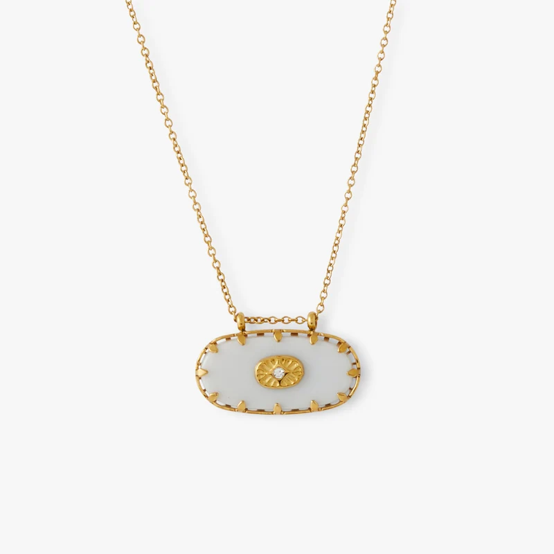 Collier pendentif pierre Acier