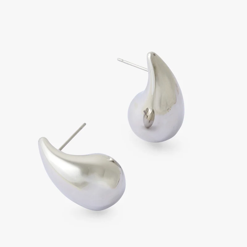Boucles d'oreilles gouttes argentées Acier