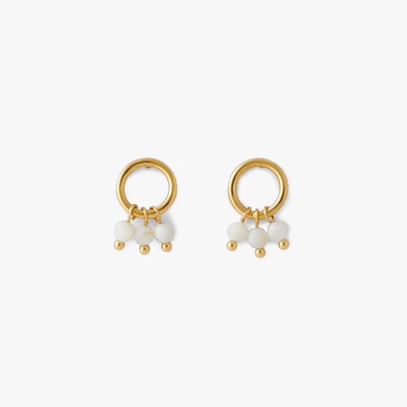 Boucles d'oreilles anneau pierres facettées Acier