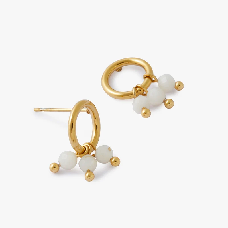 Boucles d'oreilles anneau pierres facettées Acier