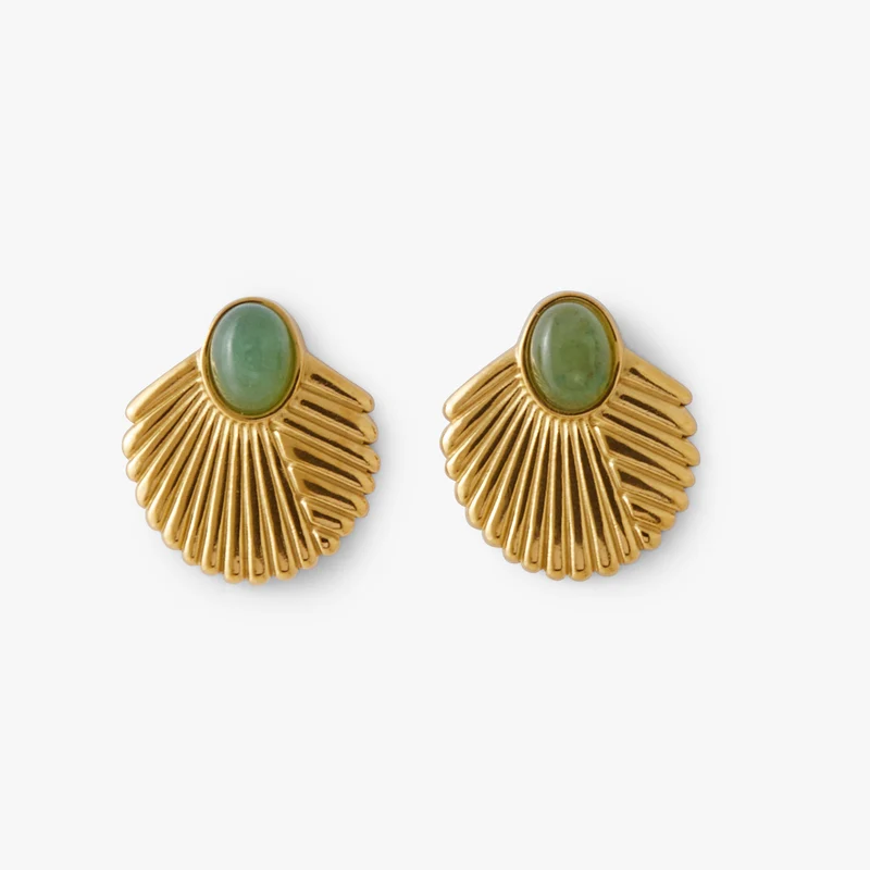 Boucles d'oreilles demi lune avec pierre Acier