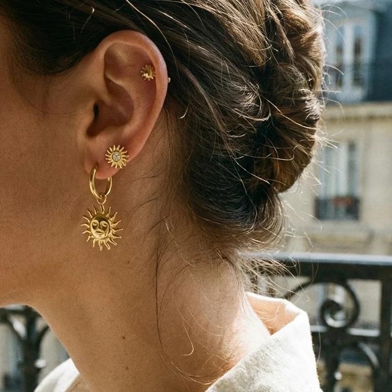 Boucles d'oreilles Soleil en set