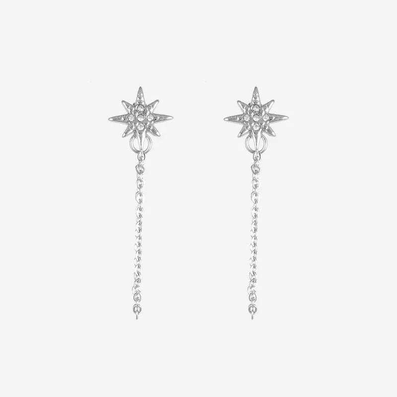 Boucles d'oreilles étoile en cristal avec chainette