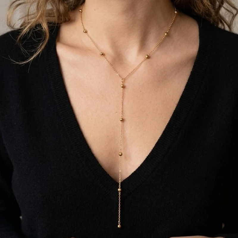 Collier en Y pampilles boules