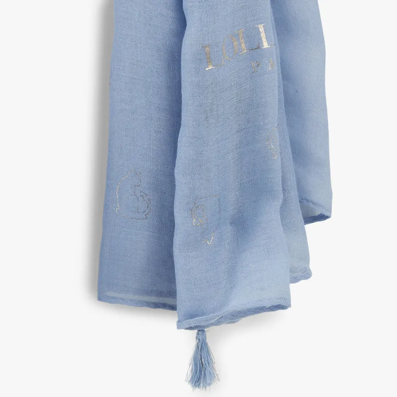 Foulard rectangulaire bleu Nogna
