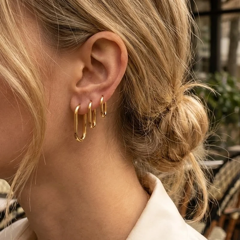 Boucles d'oreilles en set ovales simples