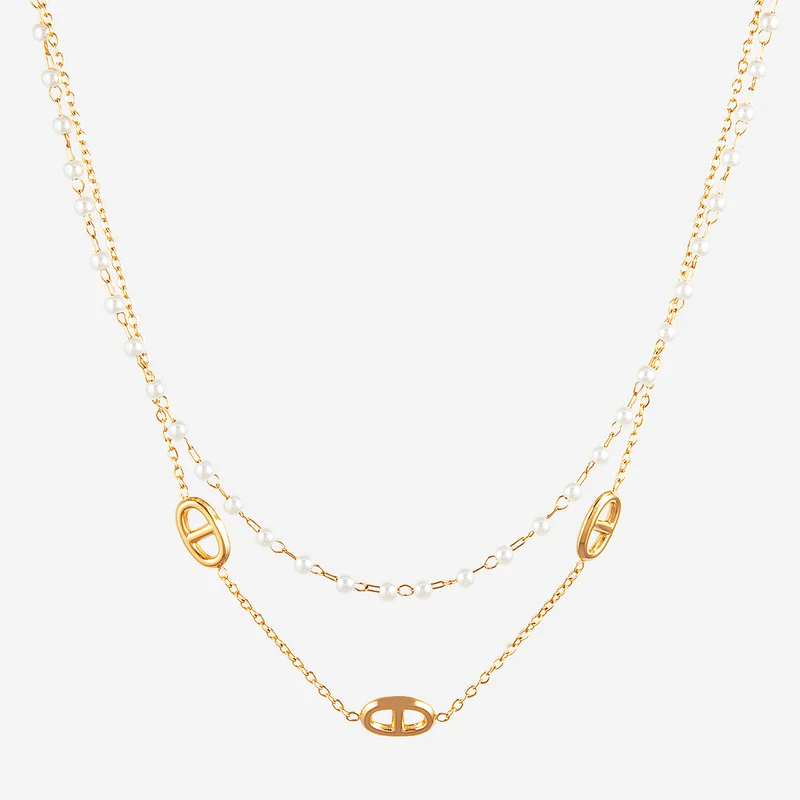 Collier Double Rangs Perles