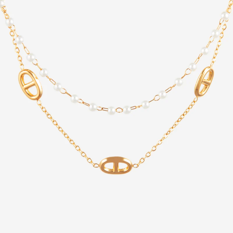 Collier Double Rangs Perles