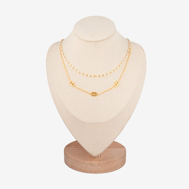 Collier Double Rangs Perles
