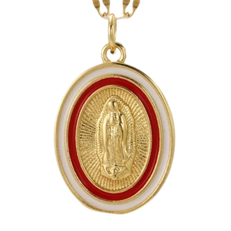 Collier Vierge Marie Or Rouge