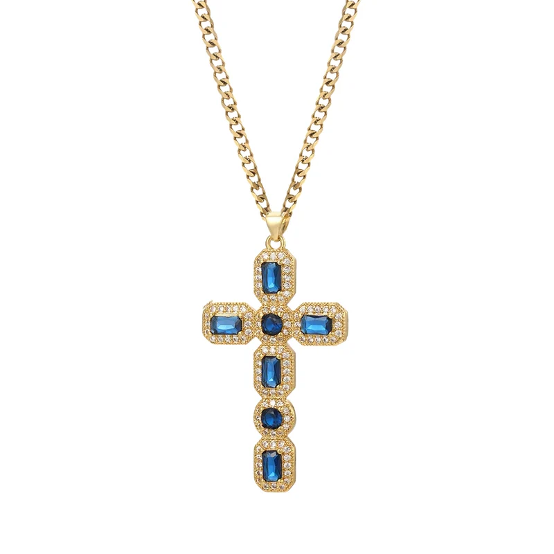 Collier Croix Bleu