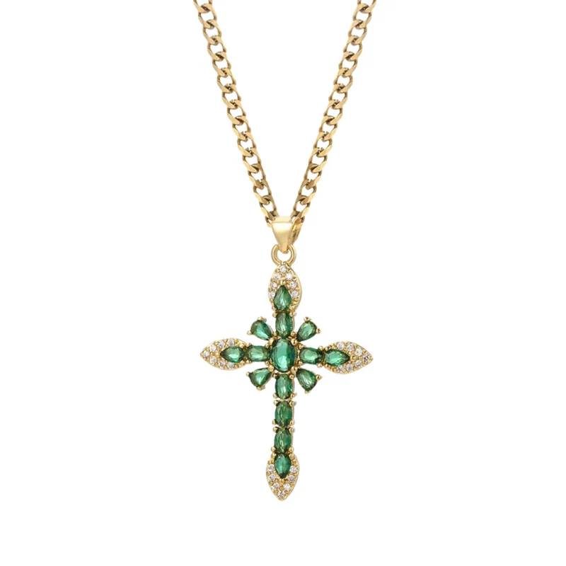 Collier Croix Verte Gothique