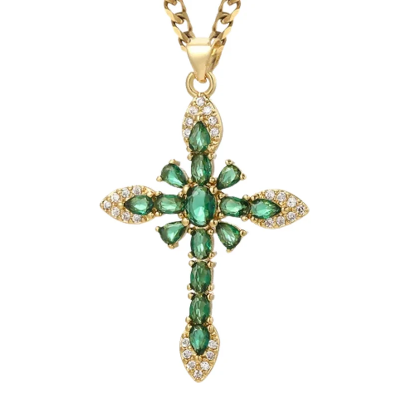 Collier Croix Verte Gothique