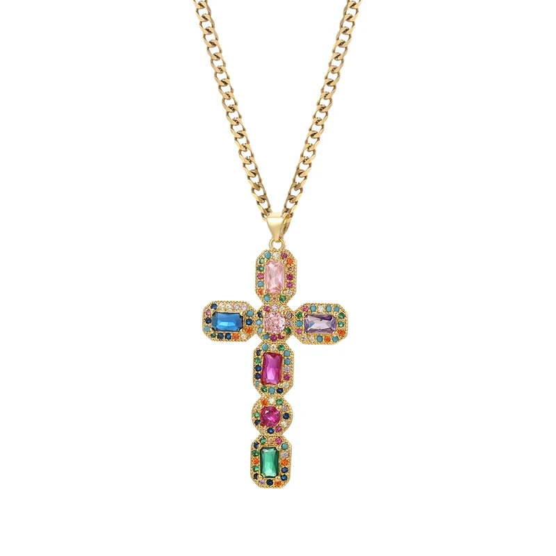 Collier Croix Multicolore