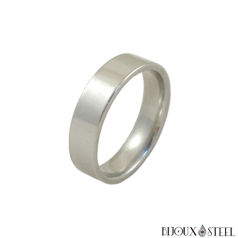 Bague anneau argenté hommes et femmes en acier chirurgical