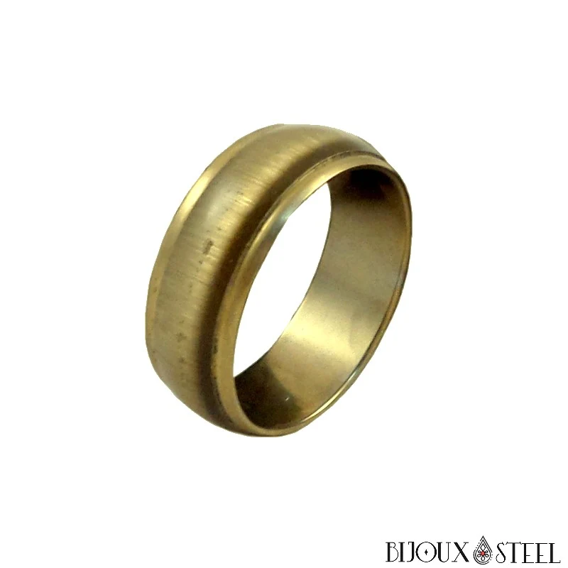 Bague dorée à reflets oeil de tigre en acier chirurgical