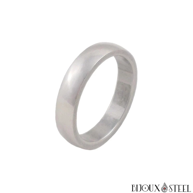 Bague argentée simple 4mm en acier chirurgical