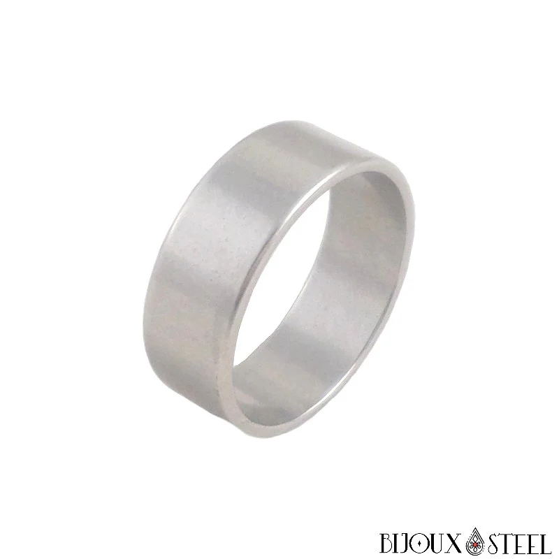 Bague simple argentée mixte en acier chirurgical