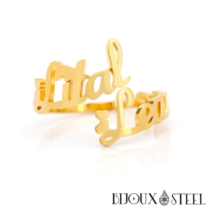 Bague deux prénoms personnalisable et ajustable