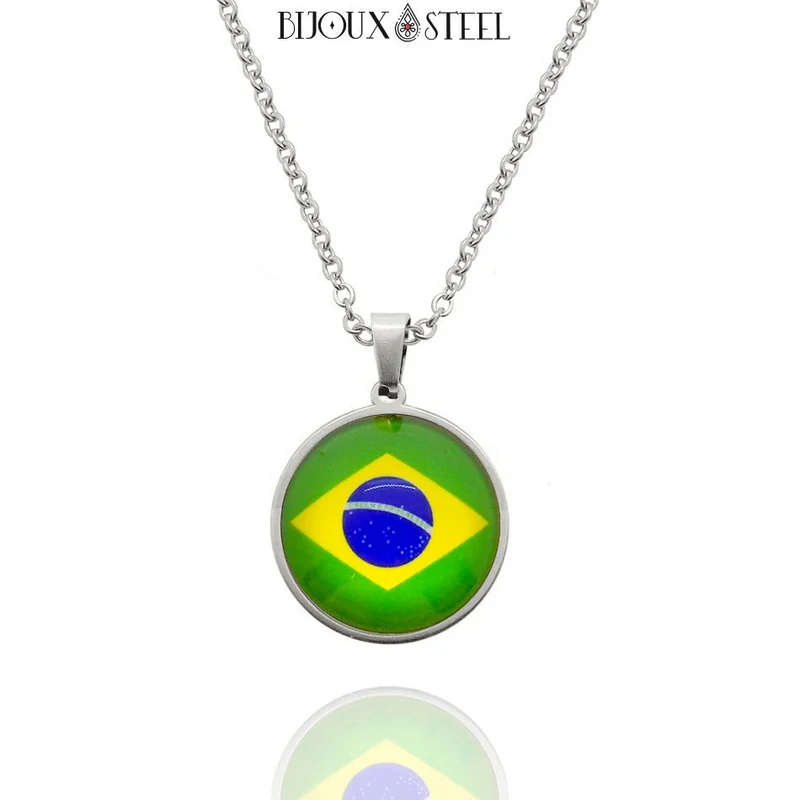 Collier à pendentif drapeau du Brésil