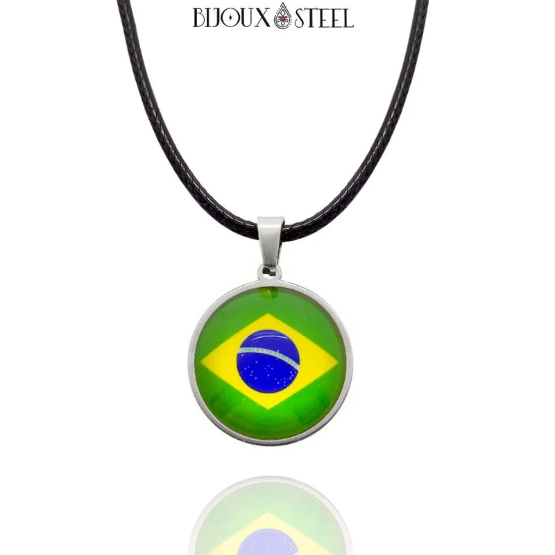 Collier à pendentif drapeau du Brésil