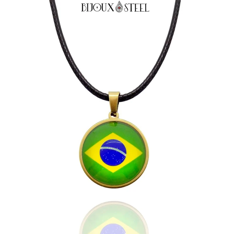 Collier à pendentif drapeau du Brésil